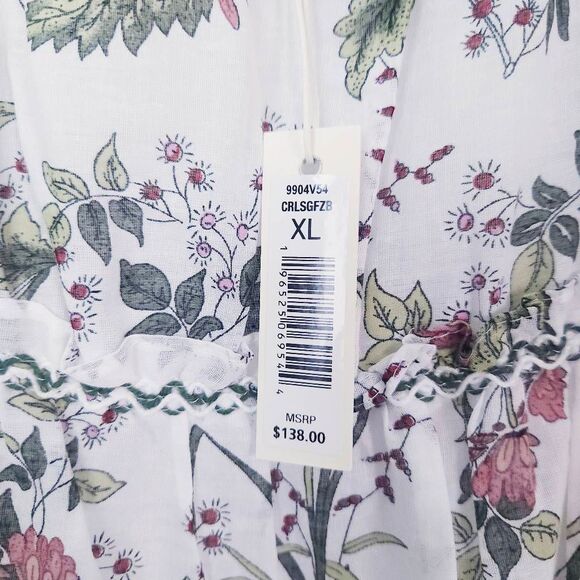 MAX STUDIO NWT White & Pink Floral Botanical Boho Tiered Maxi Dress X-Large - Picture 8 of 10